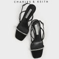 [Charles & Keith] Singapore Preorder Textured Gem-Embellished Strappy Sandals/ Fashion / Women / Shoes /Heeled Sandals. 