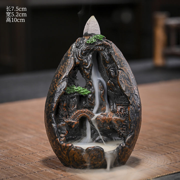 iBis_ Resin Luxury Interior Decorate Multi Style Waterfall Backflow Incense Burner (အိမ်အလှဆင် ရေတံခွန်အမွှေးတိုင်ပန်းပု)