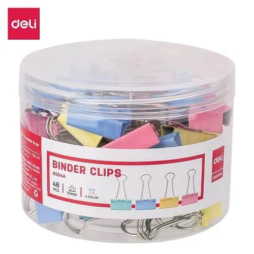 Colour binder clips 1"(25mm) 48pcs