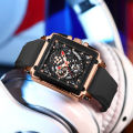 (Preorder) Crrju Genuine Fashion Quartz Wristwatch Silicone Strap Chronograph Multifunction Waterproof Business Style Men's Watch 2312  အမျိုးသား လက်ပတ်နာရီ. 
