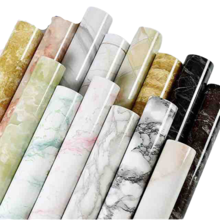 7'x2' Marble Effect Vinyl Wallpaper Self Adhesive Waterproof Wall Sticker ဆီပေခံ ၇ပေx၂ပေ