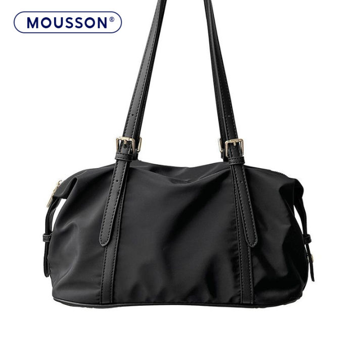 (Preorder)MOUSSON Women's Bag Women's Shoulder Bag Nylon Fashion Bag with Belt and Zipper Details အမျိုးသမီးဘေးလွယ်အိတ်