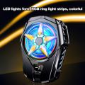 Tech Infinite SL-09 Mobile Phone Radiator Digital Display Semiconductor Low Noise 2-gear With Colorful Light Portable Cooling Fan Game Mobile Phone Cooler USB Powered Cell Phone Radiator Snap-on Cooling Tool. 