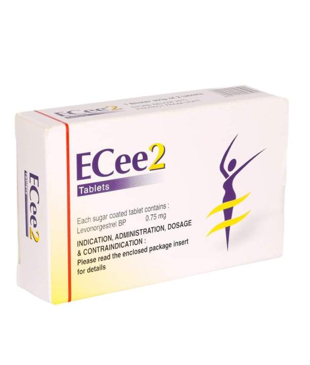 Ecee2 Emergency Contraceptive Pill , အရေးပေါ် သန္ဓေ တားဆေး ၊ ဆေးတစ်ဘူးတွင် ဆေးလုံး 2 လုံးပါ