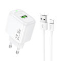(Preorder) HOCO DC66T charger set, fast charger with cable for iOS/Type-C/Micro, 22.5W power supply, Fast Charger with LED. 