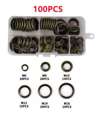Assorted Bonded Seal Dowty Washer Metal Rubber Washer Kit-100 Piece (M6 ...