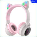 Hoco Headphones “ W27 Pusi Cat Ear ” wireless and wired. 