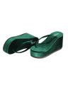Thin Ya Nant Women's Myanmar Traditional Velvet Court-FlipFlop 1/2- Jade. 