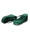 Thin Ya Nant Women's Myanmar Traditional Velvet Court-FlipFlop 1/2- Jade. 