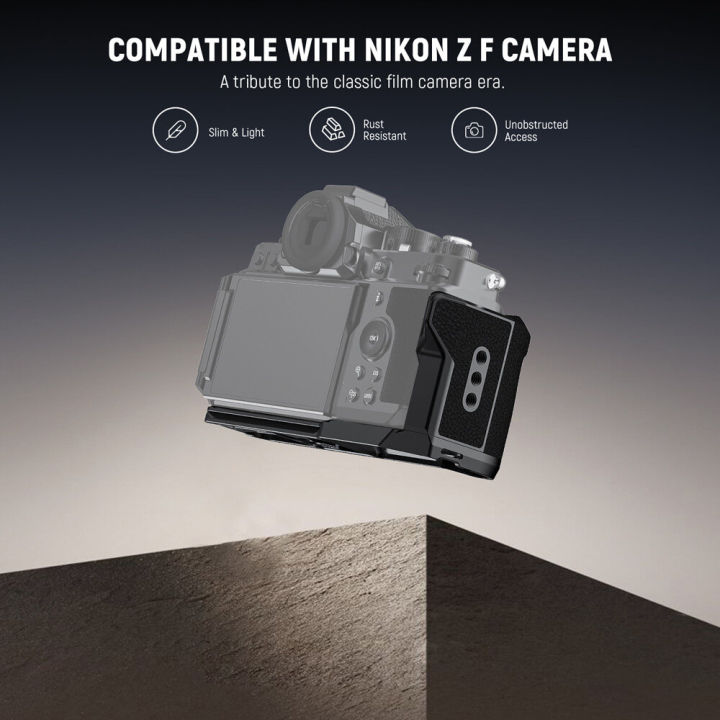 (Preorder)%20NEEWER%20CA134%20Zf%20Handgrip:%20L-shaped%20Zf%20handgrip%20for%20Nikon%20Zf%20cameras.%20Slim,%20form-fitting%20camera%20mount%20with%20integrated%20grip,%20thumb%20grip,%20and%20silver%20shutter%20button.%20-%20Image%203