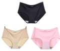 3piece - women's ice silk seamless underwear 3-piece mid-low waist. 
