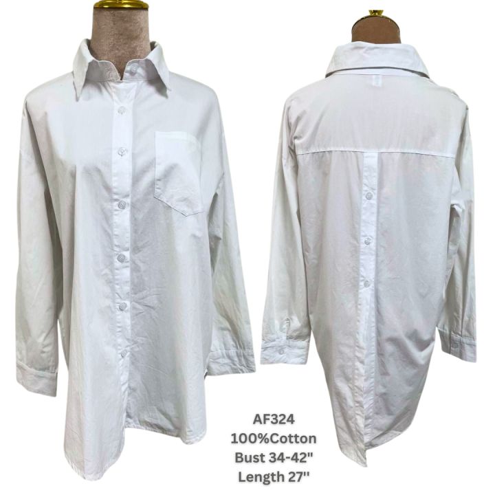 ချည်သား  ရှပ်အင်္ကျီ 100% Cotton Shirt Top with stylish back buttons design for Lady women Free Style Sun block