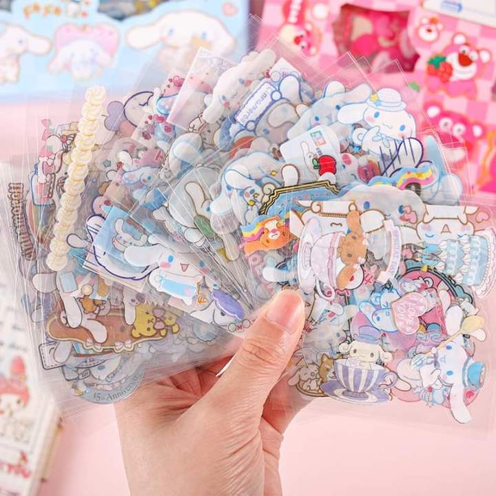 Labubu/Sanrio/%20Lotso%2020%20Pcs%20Stickers%20Kawaii%20Decorative%20Cinnamoroll%20Kuromi%20My%20Melody%20Cartoon%20Stickers%20-%20Image%203