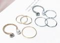 Pearl Rhinestone Open Ring and Simple Ring Set ( 4 pcs ) / Adjustable Ring / Korea Ring. 