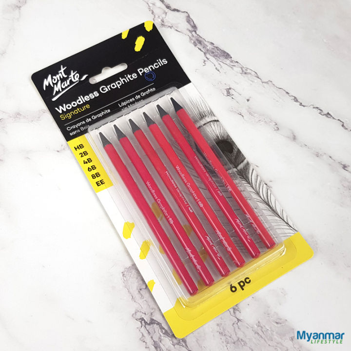 Woodless Graphite Pencils -  6pc - Mont Marte