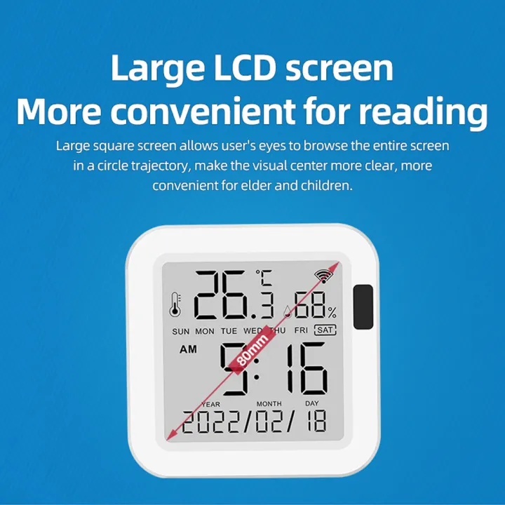 (Preorder)SMATRUL%20Wifi%20Temperature%20and%20Humidity%20Sensor%20with%20Backlight%20LCD%20Display,%20Smartlife/Tuya%20Smart%20Real-time%20monitoring%20Intelligent%20Scen%20e%20linkage%20Timing%20function%20For%20Home%20Greenhouse%20Support%20Alexa%20Google%20Home%20Assistant%20-%20Image%203