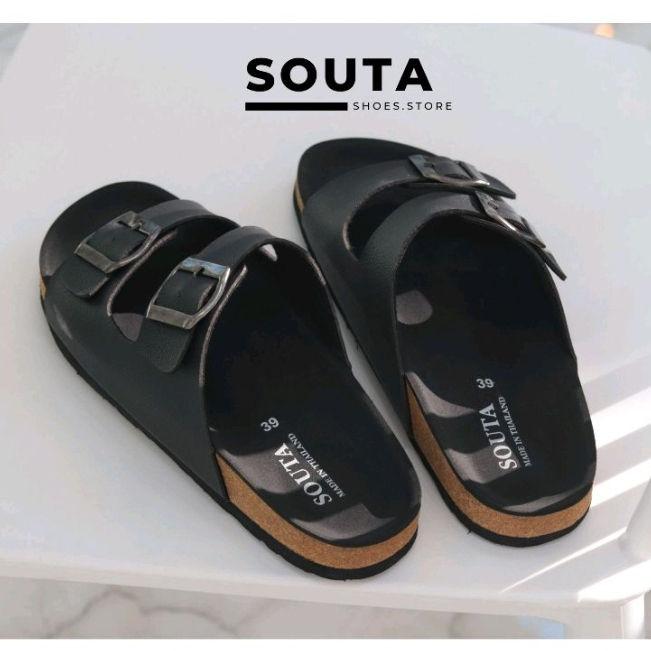 (Preorder) Souta vintage sandals, Biker style, all black models အမျိုးသား/သမီးစီး ကွင်းထိုးဖိနပ်