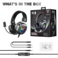 ONIKUMA K3 Stereo Gaming Headset Over-Ear Headphones with Mic, Soft Breathing Earmuffs, LED Light, Mute &Volume Control. 