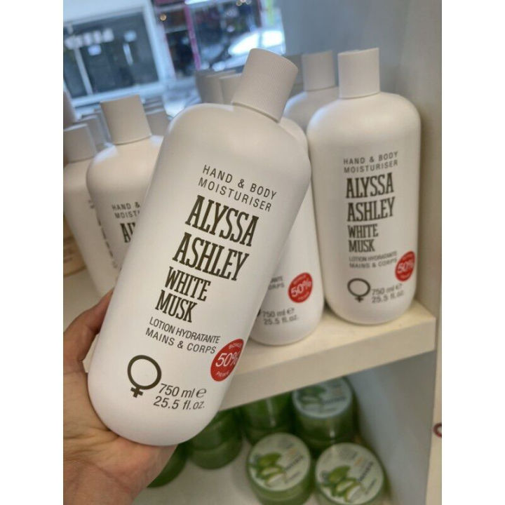 (Preorder)Alyssa Ashley White Musk Hand & Body Moisturiser ฝาขาว 750ml.