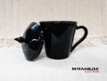 ယွန်းအနက်ထည်ကော်ဖီခွက်ကြီး (Black lacquered coffee cup - L) (D- 9.5 cm x H - 10 cm). 