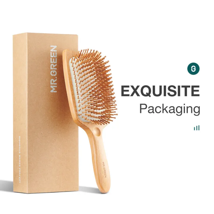 (Preorder)%20Mr.green%20Hair%20Brush%20Wide%20Board%20Massage%20Natural%20Beech%20Cat'S%20Head%20Design%20Comb%20Gasbag%20Hairbrush%20For%20Dry%20Wet%20Hair%20Detangler%20Women%20green%20hair%20brush%20-%20Image%205