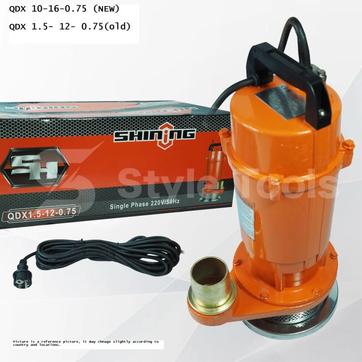 SHINING အမှတ်တံဆိပ်ရေမြုပ်မော်တာ ၊ မော်ဒယ်  QDX10-16-0.75S Submersible Pump, 2”, 1HP, 240V,  တကောင်အား - ၂ လက်မ အထွက်
