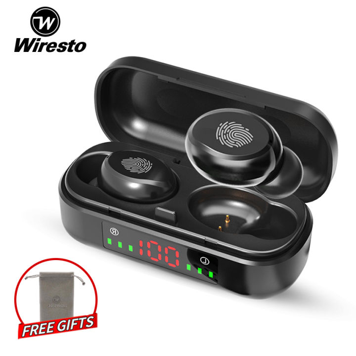 Wiresto True Wireless Earbuds Mini Bluetooth Earphone Stereo Headphone Bluetooth 5.0 Sport Earpiece Touch Control Small Invisible Headset with Microphone Free Case Box Charging Case
