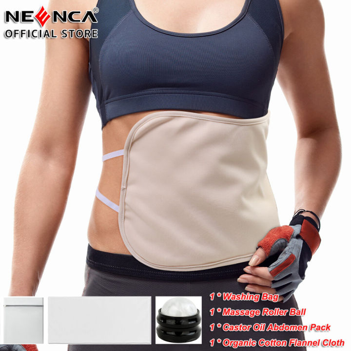 (Preorder) NEENCA Castor Oil Wrap,Organic Cotton Cloth for Liver Detoxification,Massage Roller Ball,Thyroid Gland,Constipation,Tumor,Inflammation