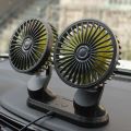 USB Vehicle Fan Dual Head Powerful 3-Speed Dashboard Fan. 