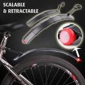 Folding Bicycle Fenders with Taillight Quick Release MTB Front Rear Mudguards Cycling Parts Bike Fenders. 