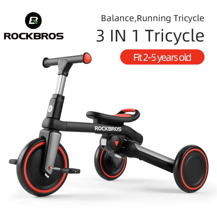 (Preorder) ROCKBROS 4 in 1 Toddler Tricycle 2-5 Years Old Balance Bike Foldable Tricycle Adjustable Scooter Toddler Toys Stroller Kids Bicycle