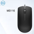 Dell Ms116 Black Accurate Positioning Notebook Computer Plastic Office USB Interface Optical Wired Mouse. 