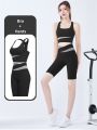 [Kiwis] Splicing Design with Two Colors Sportswear (Bra+Pant) for Women/Gym Wear/Sports Bra and short Pant/Short Set. 