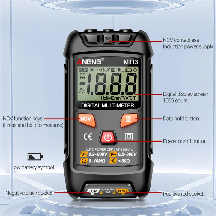 ANENG%20M113%20Automatic%20Professional%20Digital%20Multimeter%201999%20Counts%20Auto%20AC/DC%20Voltage%20Tester%20Ohm%20Current%20Ammeter%20Detector%20Tool%20-%20Image%204