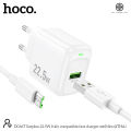 (Preorder) HOCO DC66T charger set, fast charger with cable for iOS/Type-C/Micro, 22.5W power supply, Fast Charger with LED. 