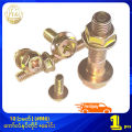 10 [၁မတ်] (#M6) ကော်လံနပ်တိုင်+ခေါင်း Cross Hexagon Head With Flange Bolt+ Flange Nut. 