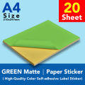Color Paper Sticker | Green Matte | Label A4 Paper Sticker | Laser, Inkjet, Copier A4 Printable Labels Sticker. 