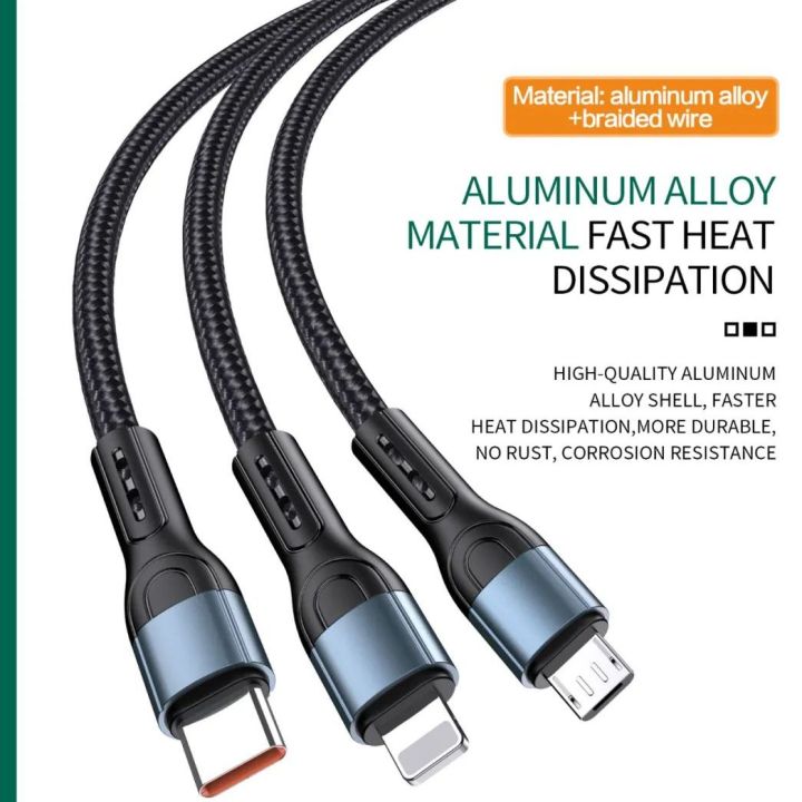 JOKADE JA-024 CHANGFU Series 3-in-1 Fast Charging Cable (1.2 meters)
