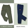 Code_4022 Comfortable Long Cargo Drawstring Pants ကြိုးဆွဲချည်ဘောင်းဘီရှည် - Stay Stylish and Relaxed. 