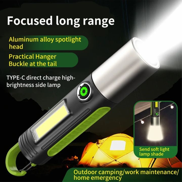 Smiling-Shark-SD0707-Ultra-Bright-Torchlight-LED-Flashlight-M60-Camping-Light-Torch-Light-Pocket-Portable-With-Hook-USB-Rechargeable-Outdoor-Zoomable-Waterproof-Hiking-Emergency%20-%20Image%202