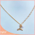 [Nay Jeweller] Golden Fish Tail with Pearl Dainty 925 Sterling Silver with Gold Plated Necklace. 