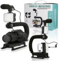 Tech Infinite AY-49U U Shaped Video Making Stabilizer Kit with 36LED Light, Microphone Tripod Kit Camera Gimbal for Outdoor Video Camera Accessories C Shape Stabilizer for DSLR Mobile Phones. 
