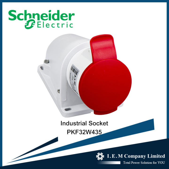 Schneider PratiKa wander socket - screw - angled - 32 A - 3P + N + E - 380...415 V AC - IP44 Weatherproof Industrial Socket Wall Mounted