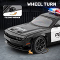 (Preorder) SRT Dodge Challenger Police Car Model Alloy Car Toys For Boys Sound Light Diecast Cars Collection Lover Birthday For Children Metal Gift Toys For Boys ကလေးကစားစရာအရုပ်ကား. 