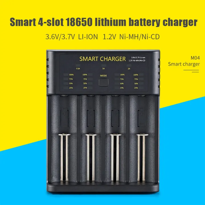 18650 Battery Charger Quick Charger 4 Slots Rechargeable Battery