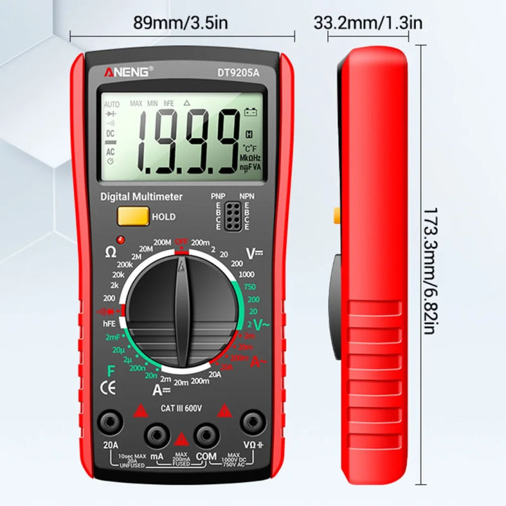 ANENG%20DT9205A%20Digital%20True%20RMS%20Professional%20Multimeter%20AC/DC%20Current%20Tester%20hFE%20Ohm%20Capacitor%20Voltage%20Meter%20Detector%20Tool%20-%20Image%204