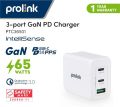 Prolink 3port 65W Travel Wall Charger with Intellisense (PTC36501). 