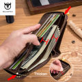 (Preorder)Bullcaptain RFID anti-theft brush zipper card holder men's leather wallet အမျိုးသားသုံးလက်ကိုင်အိတ်. 