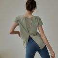 (Preorder) Women's Yoga Workout Tops, Short-Sleeved, Breathable, Quick-Drying, Running, Exercise, Fitness, Mesh, Loose, Short-Sleeved, Summer 2024. 