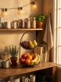 2-Tier Metal Fruit Basket Stand with Handle | Kitchen Counter Storage Organizer. 